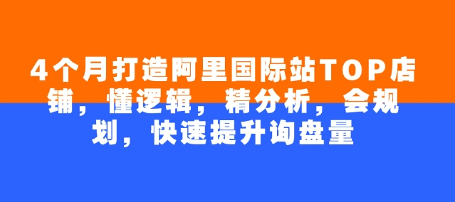 4个月打造阿里国际站TOP店铺，懂逻辑，精分析，会规划，快速提升询盘量-桀创项目掘金社