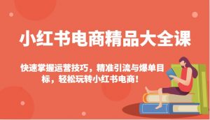 小红书电商精品大全课:快速掌握运营技巧,精准引流与爆单目标,轻松玩转小红书电商!-桀创项目掘金社