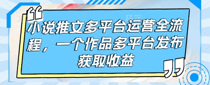 小说推文多平台运营全流程，一个作品多平台发布获取收益-桀创项目掘金社