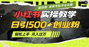 2月小红书最新日引500+创业粉实操教学【超详细】小白轻松上手，月入1W+，附小红书养号起号SOP-桀创项目掘金社