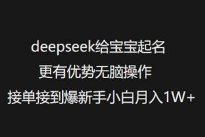 deepseek给宝宝起名更有优势无脑操作接单接到爆新手小白月入1W+-桀创项目掘金社