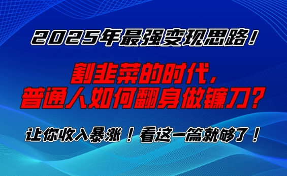 2025年最强变现思路，割韭菜的时代， 普通人如何翻身做镰刀？【揭秘】-桀创项目掘金社