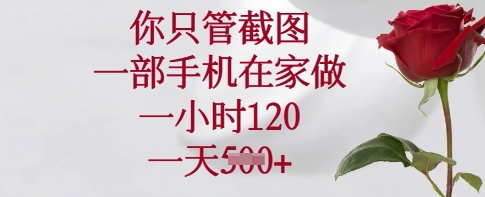 你只管截图，一部手机在家做，一小时120.一天5张【揭秘】-桀创项目掘金社