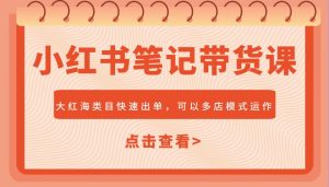 小红书笔记带货课,大红海类目快速出单,市场大,可以多店模式运作-桀创项目掘金社
