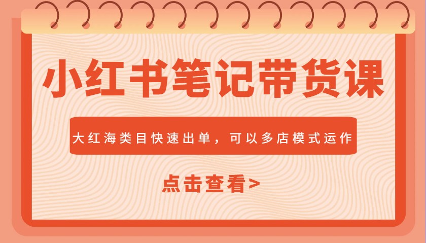 小红书笔记带货课，大红海类目快速出单，市场大，可以多店模式运作-桀创项目掘金社