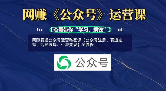 网创赛道公众号运营私密课【公众号注册、赛道选择、话题选择、引流变现】全流程-桀创项目掘金社