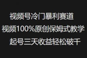 视频号冷门暴利赛道视频100%原创保姆式教学起号三天收益轻松破千-桀创项目掘金社