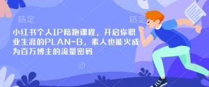 小红书个人IP陪跑课程，开启你职业生涯的PLAN-B，素人也能火成为百万博主的流量密码-桀创项目掘金社
