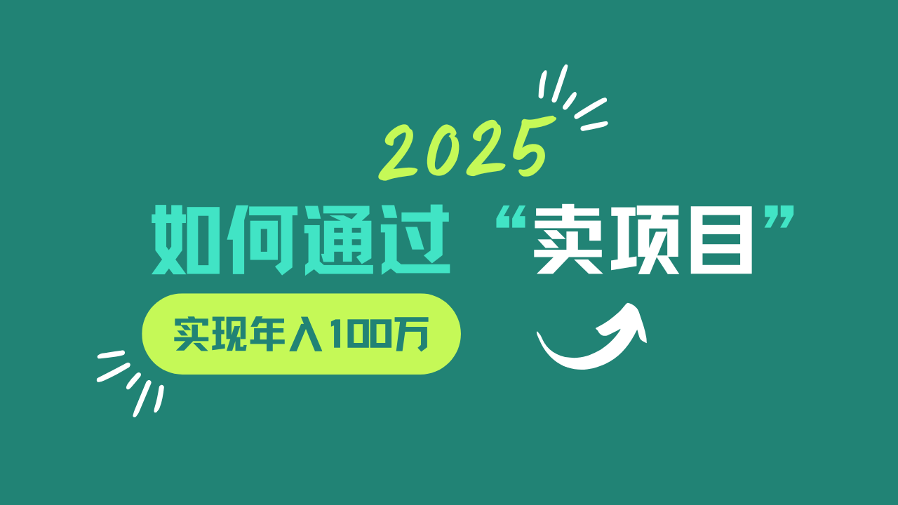 2025年如何通过“卖项目”实现年入100w-桀创项目掘金社