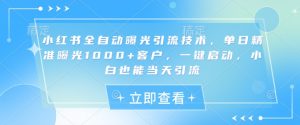 小红书全自动曝光引流技术，单日精准曝光1000+客户，一键启动，小白也能当天引流【揭秘】-桀创项目掘金社