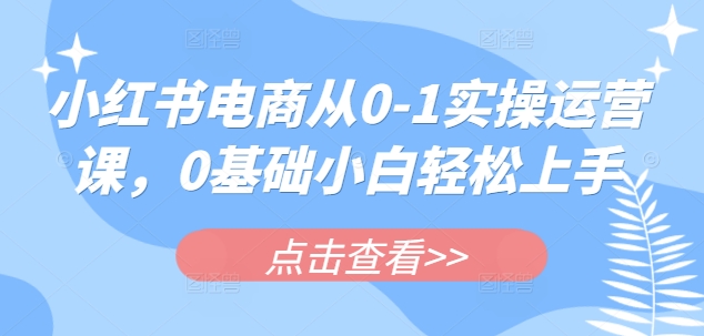 小红书电商从0-1实操运营课，0基础小白轻松上手-桀创项目掘金社