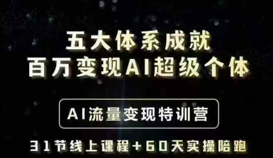 五大体系成就百万变现AI超级个体- AI流量变现特训营，一步一步教你一个人怎么年入百W-桀创项目掘金社