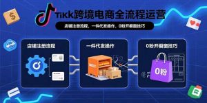TikTok跨境电商全流程运营：店铺注册流程，一件代发操作，0粉开橱窗技巧-桀创项目掘金社