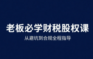 唐老师·25年企业财税与股权实战课-桀创项目掘金社