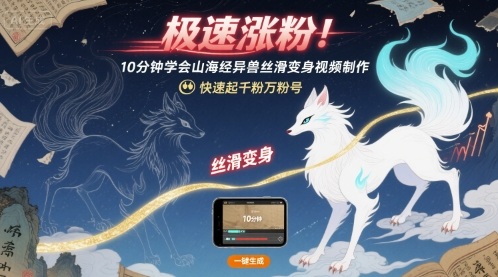 极速涨粉！10分钟学会山海经异兽丝滑变身视频制作，快速起千粉万粉号-桀创项目掘金社
