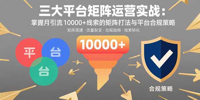 三大平台矩阵运营实战：掌握月引流10000+线索的矩阵打法与平台合规策略-桀创项目掘金社