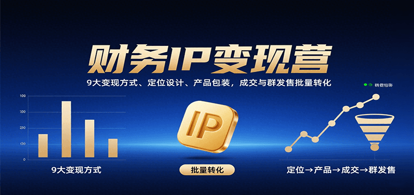 财务IP变现营：9大变现方式、定位设计、产品包装，成交与群发售批量转化-桀创项目掘金社