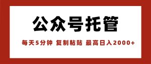 【公众号托管 】我提供文章,你领取发布,每天10分钟,最高躺赚1W-桀创项目掘金社