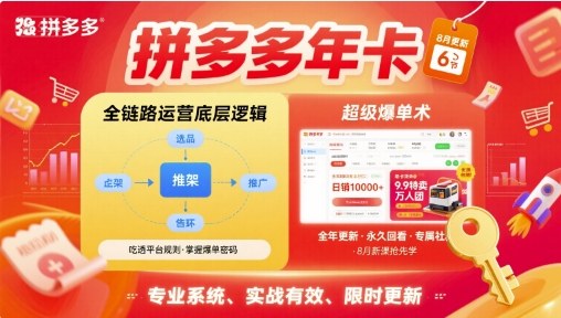 拼多多年卡【8月更新6节】拼多多全链路运营底层逻辑，超级爆单术-桀创项目掘金社