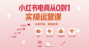 小红书电商从0到1实操运营课,从零开始,简单易学-桀创项目掘金社