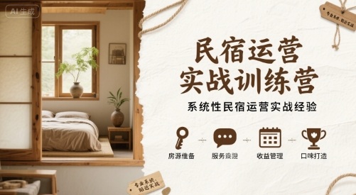 民宿运营实战训练营，系统性民宿运营实战经验-桀创项目掘金社