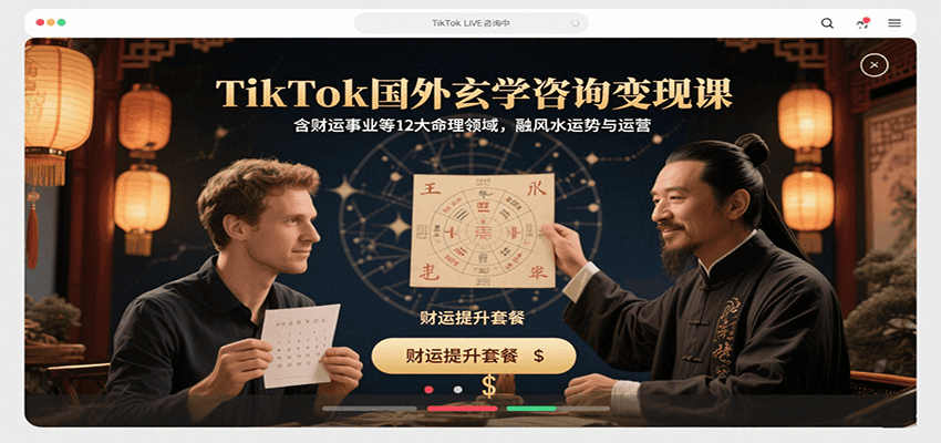 TikTok国外玄学咨询变现课，含财运事业等12大命理领域，融风水运势与运营-桀创项目掘金社