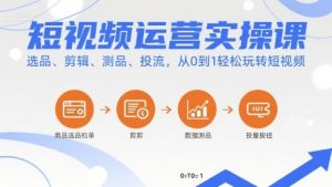 短视频运营实操课，选品、剪辑、测品、投流，从0到1轻松玩转短视频-桀创项目掘金社