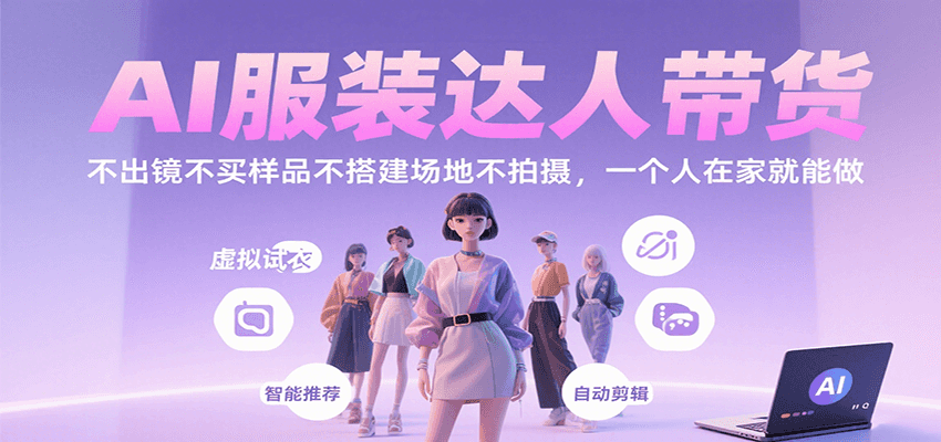 AI服装达人带货，不出镜不买样品不搭建场地不拍摄，一个人在家就能做-桀创项目掘金社