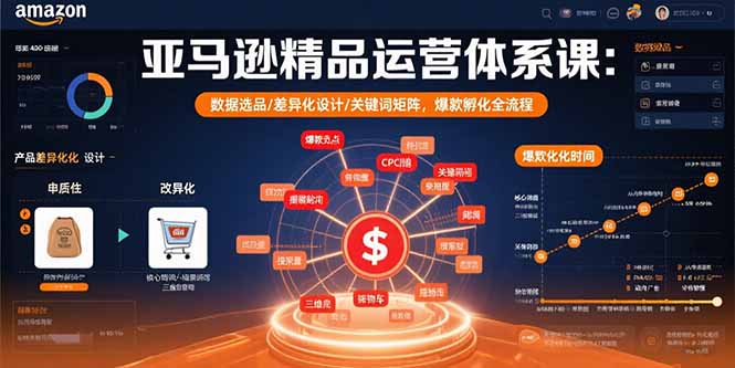 亚马逊精品运营体系课：数据选品/差异化设计/关键词矩阵，爆款孵化全流程-桀创项目掘金社