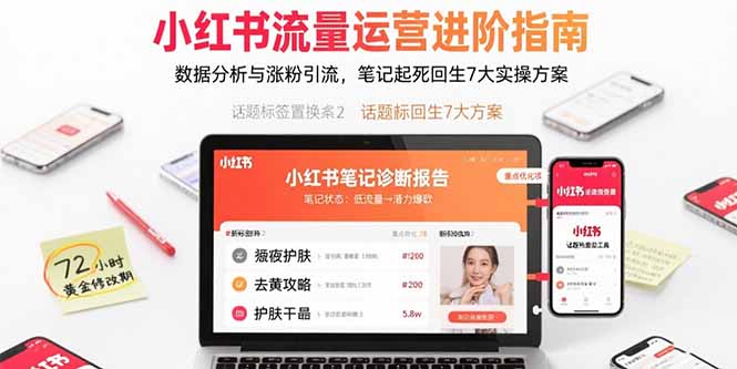 小红书流量运营进阶指南，数据分析与涨粉引流，笔记起死回生7大实操方案-桀创项目掘金社