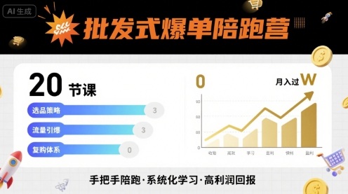 批发式爆单陪跑营，20节课带你实现批发式爆单，带你经松月入过W-桀创项目掘金社