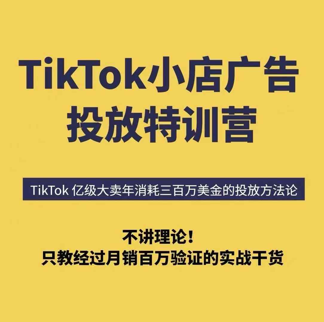 TikTok小店广告投放特训营，6天破局计划专治各种“投不动”，教你经过月销百万验证的实战干货-桀创项目掘金社
