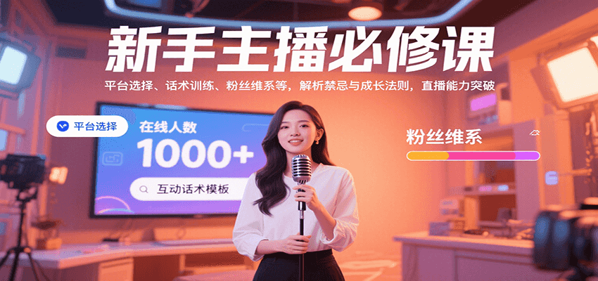 新手主播必修课：平台选择、话术训练、粉丝维系等，解析禁忌与成长法则，突破直播能力-桀创项目掘金社