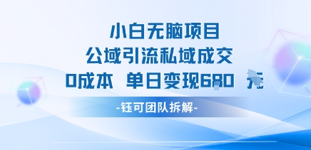 小白无脑项目公域引流私域成交0成本单日变现680米-桀创项目掘金社