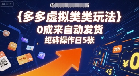 多多虚拟类目玩法，0成本全自动发货，矩阵操作日5张-桀创项目掘金社
