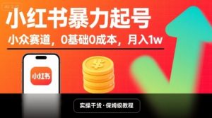 小红书暴力起号,小众赛道,0基础0成本,月入1w-桀创项目掘金社