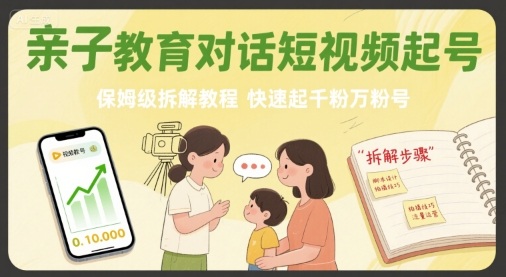 亲子教育对话短视频起号，保姆级拆解教程，快速起千粉万粉号-桀创项目掘金社