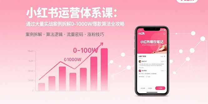 小红书运营体系课：通过大量实战案例拆解0-1000W爆款算法全攻略-桀创项目掘金社