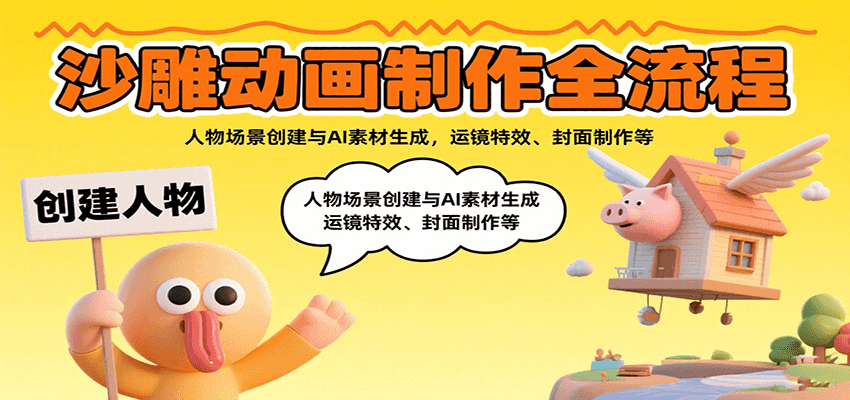 沙雕动画制作全流程：人物场景创建与AI素材生成，运镜特效、封面制作等-桀创项目掘金社