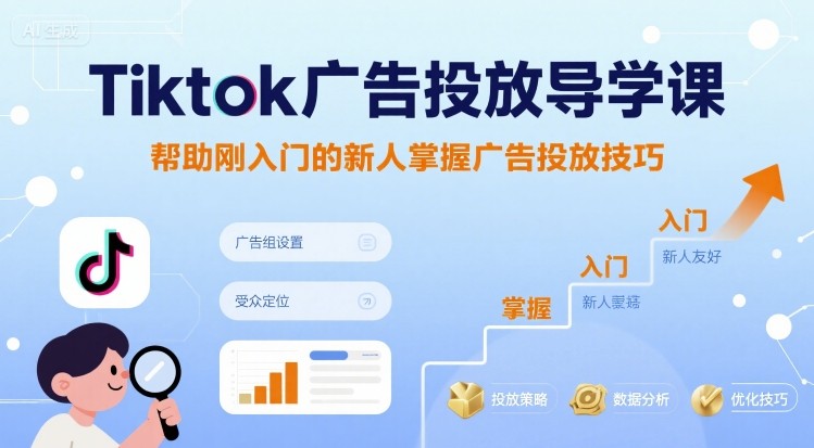 Tiktok广告投放导学课，帮助刚入门的新人掌握广告投放技巧-桀创项目掘金社