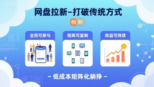 网盘拉新-打破传统方式，低成本矩阵化躺挣，全民可参与、矩阵可复制、收益可持续【揭秘】-桀创项目掘金社