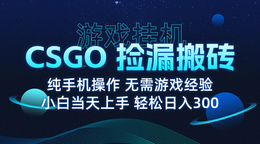 8月最新游戏搬砖，CSGO纯挂机，不需要玩游戏，实现真挂机，月入1W+-桀创项目掘金社