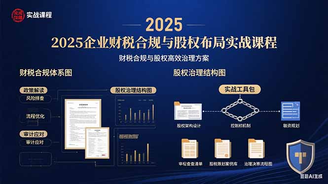 2025企业财税合规与股权布局的实战课程：财税合规与股权高效治理方案-桀创项目掘金社