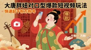大唐胖妞对口型爆款短视频玩法，快速起千粉万粉号-桀创项目掘金社