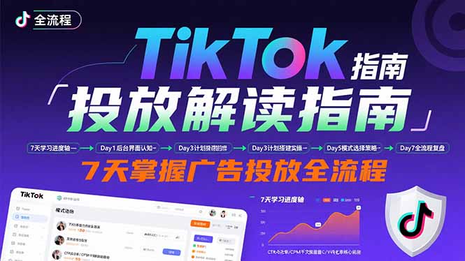 TikTok投放解读指南：后台操作/计划建立/模式选择，7天掌握广告投放全流程-桀创项目掘金社