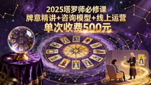 2025塔罗师必修课,牌意精讲+咨询模型+线上运营,单次收费500元-桀创项目掘金社