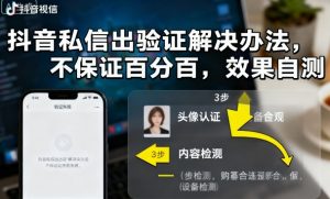 抖音私信出验证解决办法，不保证百分百，效果自测-桀创项目掘金社