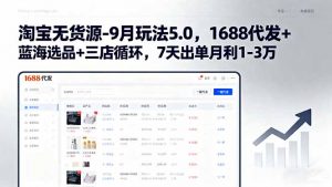淘宝无货源-9月玩法5.0,1688代发+蓝海选品+三店循环,7天出单月利1-3万-桀创项目掘金社