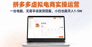 拼多多虚拟电商实操运营,一台电脑,无需手动发货回复,小白也能月入1-5W-桀创项目掘金社