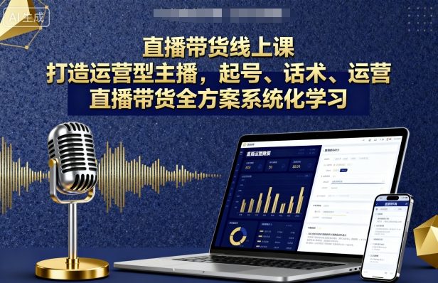 直播带货线上课，打造运营型主播，起号、话术、运营，直播带货全方案系统化学习-桀创项目掘金社